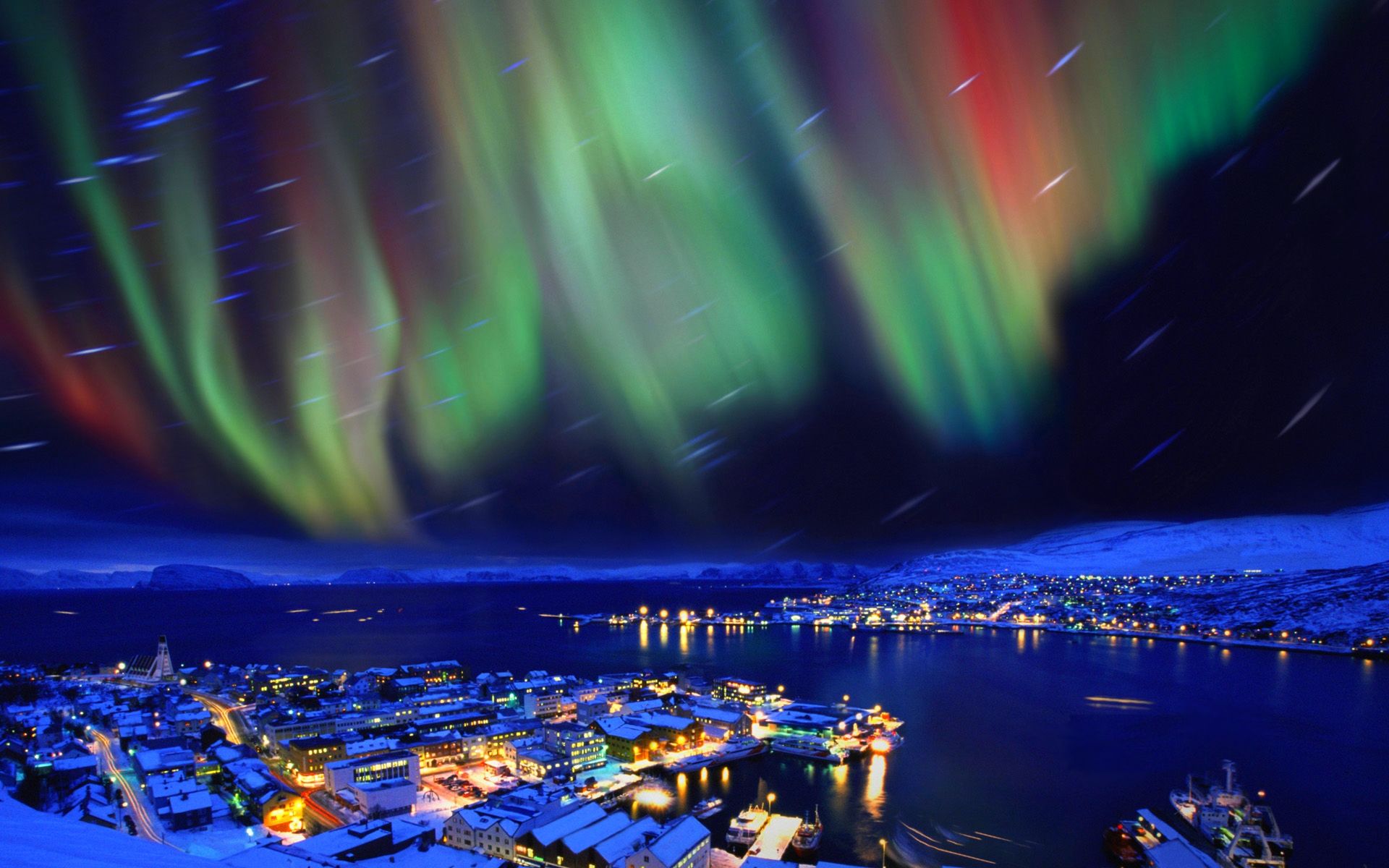 The aurora borealis in the skies over Hammerfest, Norway